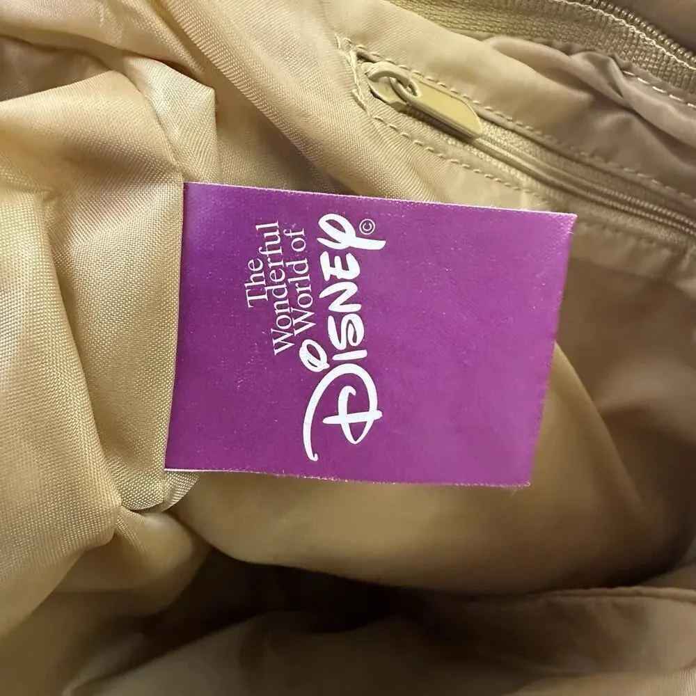 Disney Vintage Y2k Tinkerbell Tote Bag Purse Gold Faux Leather Metallic